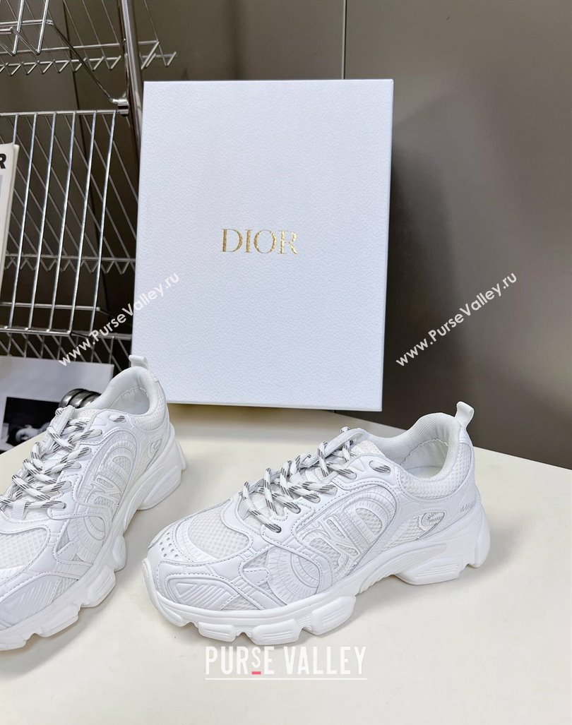 Dior Chrono Sneakers 4cm in Mesh with Leather-Effect Panels All White 2024 (MD-240905054)