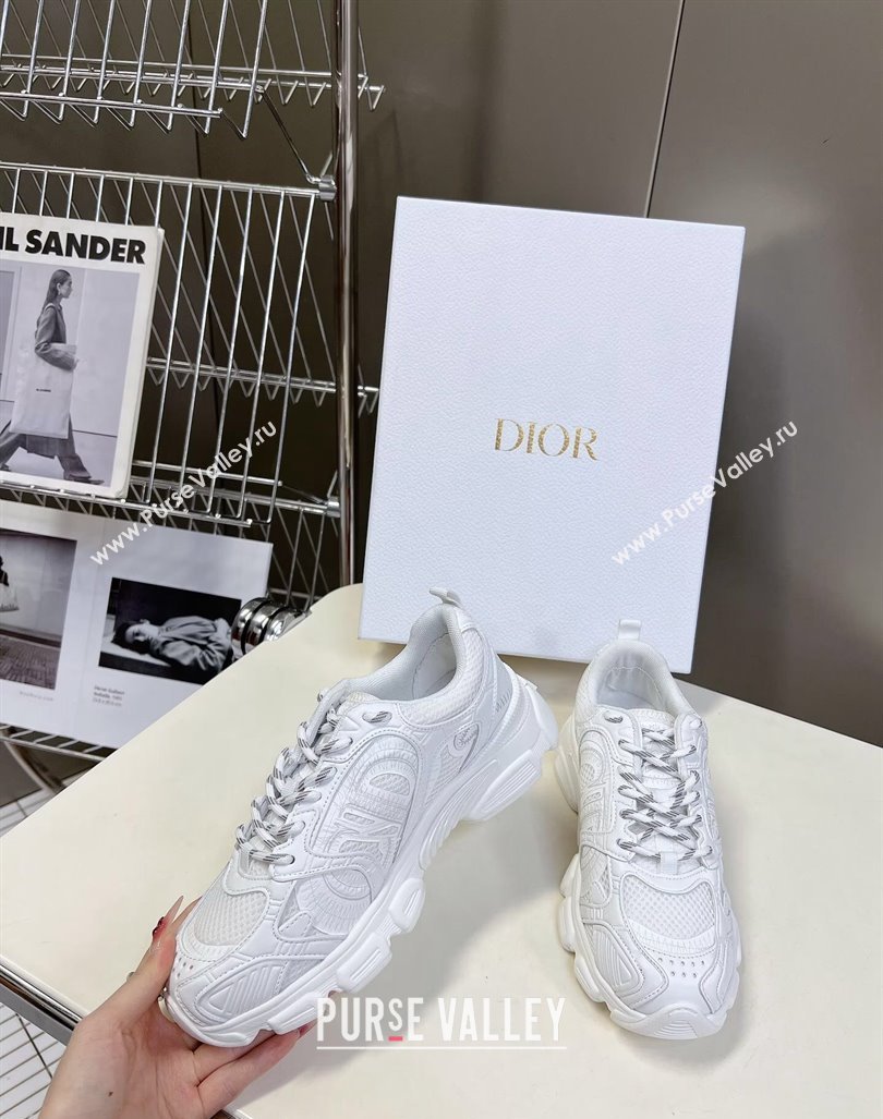 Dior Chrono Sneakers 4cm in Mesh with Leather-Effect Panels All White 2024 (MD-240905054)