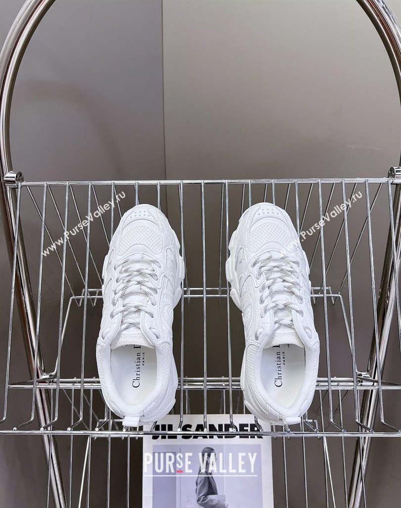 Dior Chrono Sneakers 4cm in Mesh with Leather-Effect Panels All White 2024 (MD-240905054)