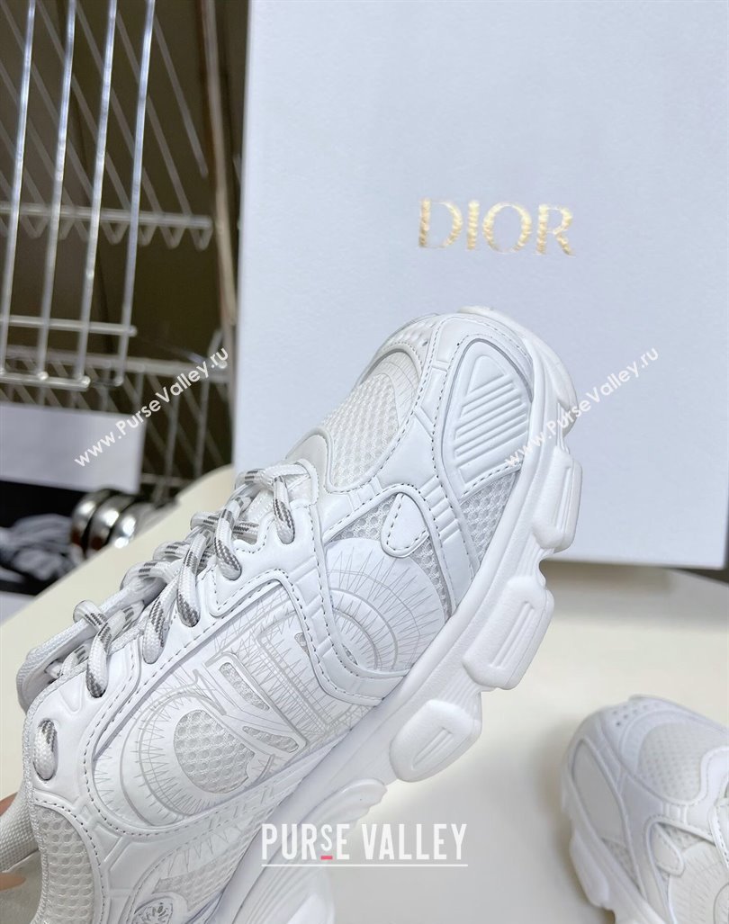 Dior Chrono Sneakers 4cm in Mesh with Leather-Effect Panels All White 2024 (MD-240905054)