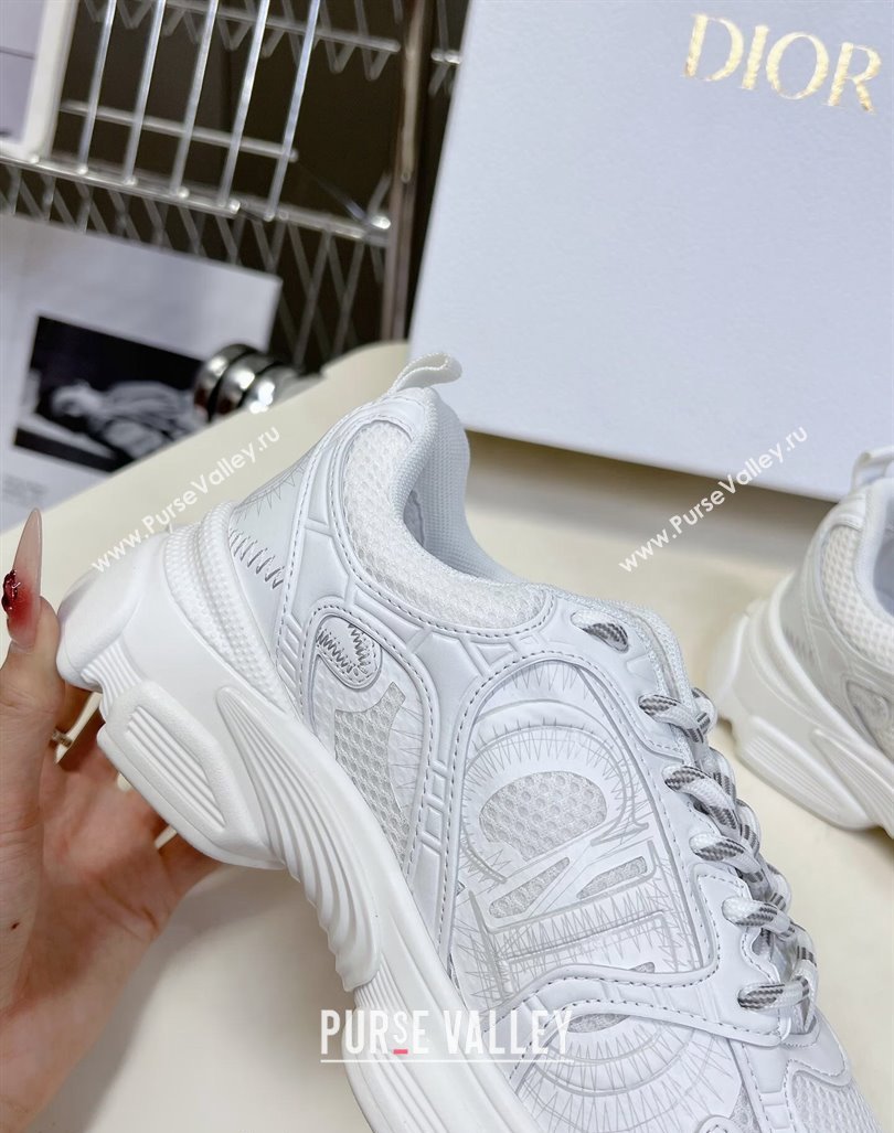 Dior Chrono Sneakers 4cm in Mesh with Leather-Effect Panels All White 2024 (MD-240905054)