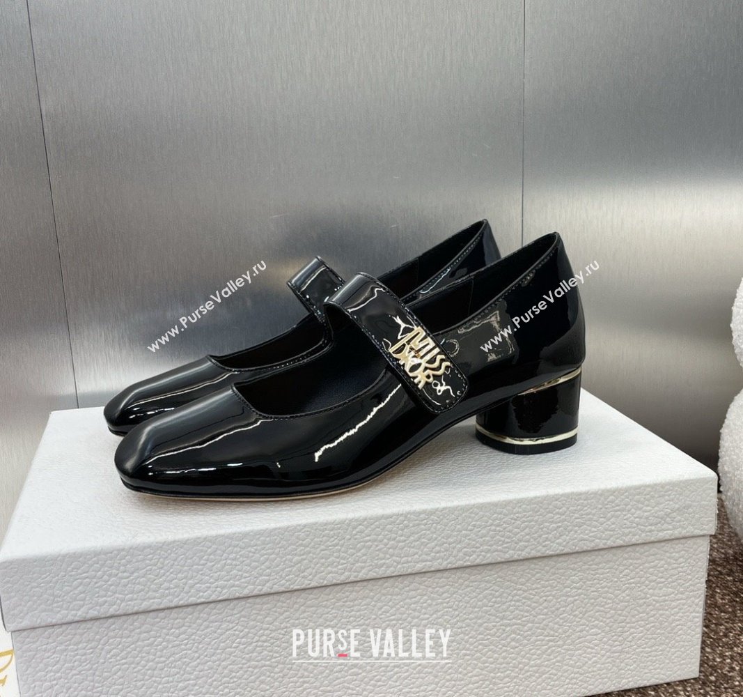 Dior Miss Dior Mary Janes Pump 3.5cm in Patent Calfskin Black 2024 (SS-240904127)