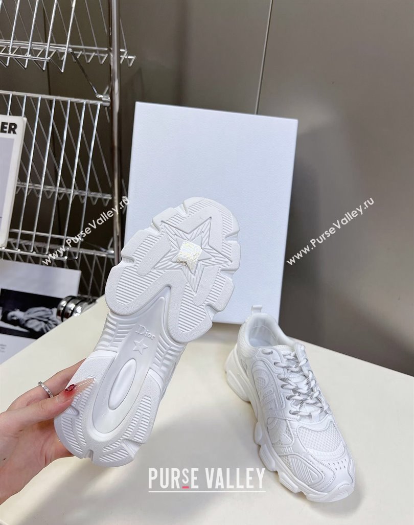 Dior Chrono Sneakers 4cm in Mesh with Leather-Effect Panels All White 2024 (MD-240905054)