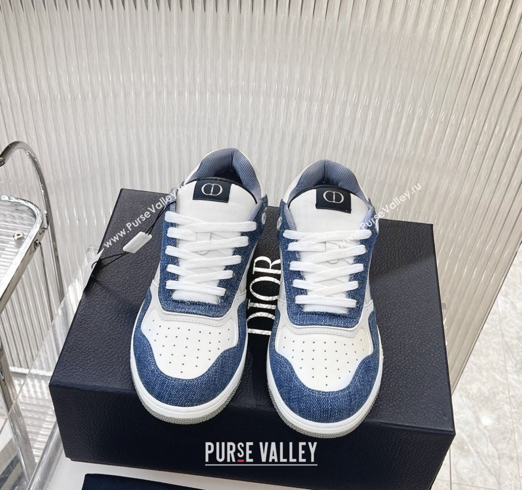 Dior B27 Low-Top Sneakers in Blue Denim and Oblique Galaxy Leather 2024 0905 (MD-240905056)