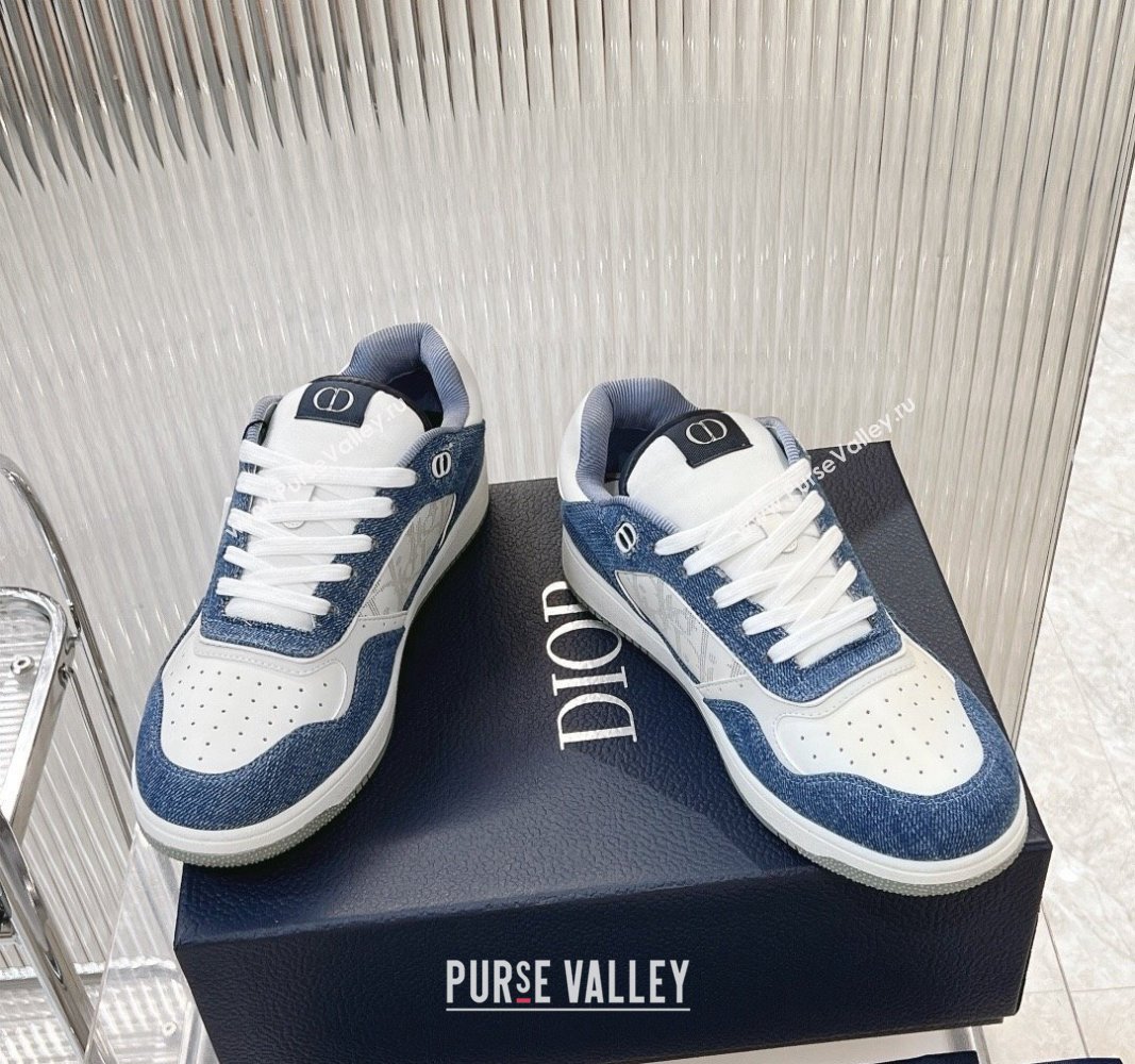 Dior B27 Low-Top Sneakers in Blue Denim and Oblique Galaxy Leather 2024 0905 (MD-240905056)