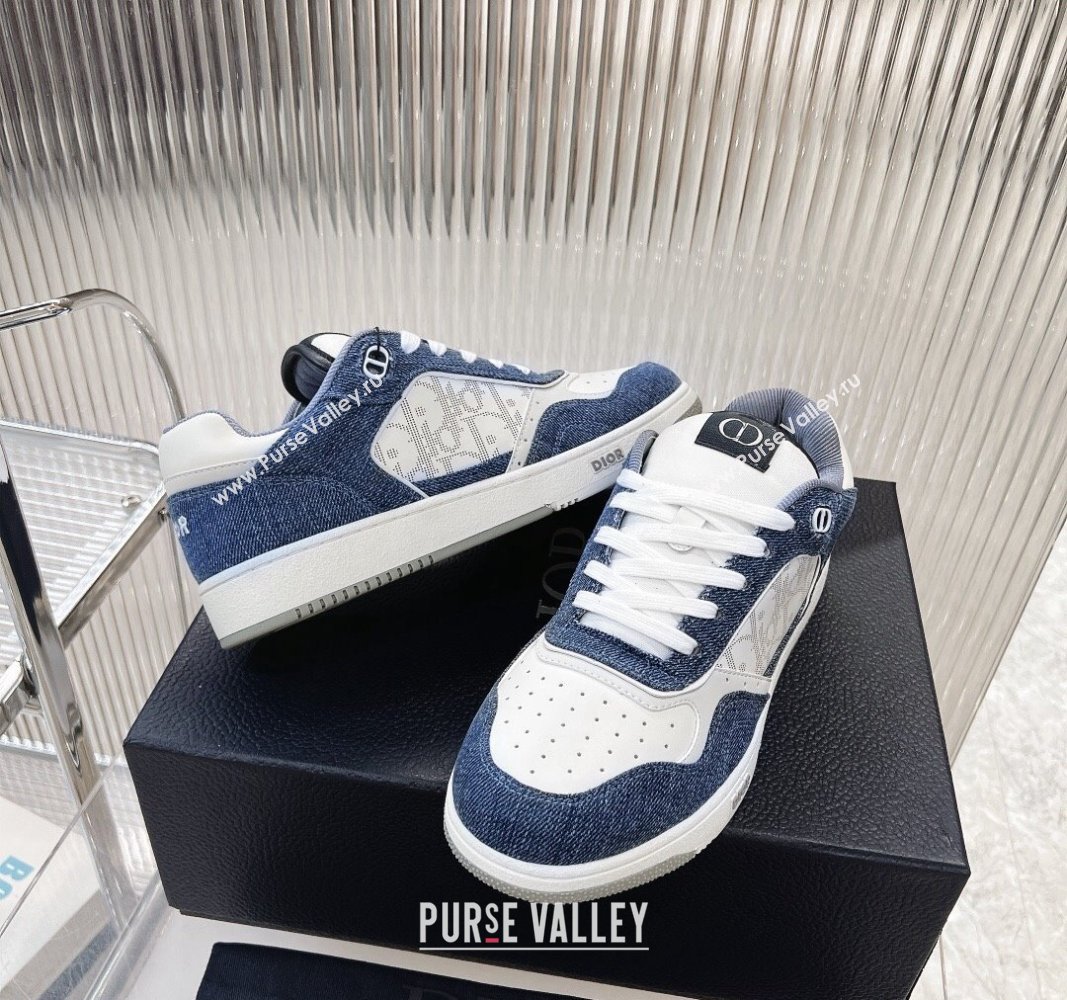 Dior B27 Low-Top Sneakers in Blue Denim and Oblique Galaxy Leather 2024 0905 (MD-240905056)