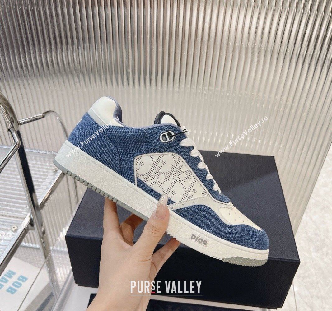 Dior B27 Low-Top Sneakers in Blue Denim and Oblique Galaxy Leather 2024 0905 (MD-240905056)