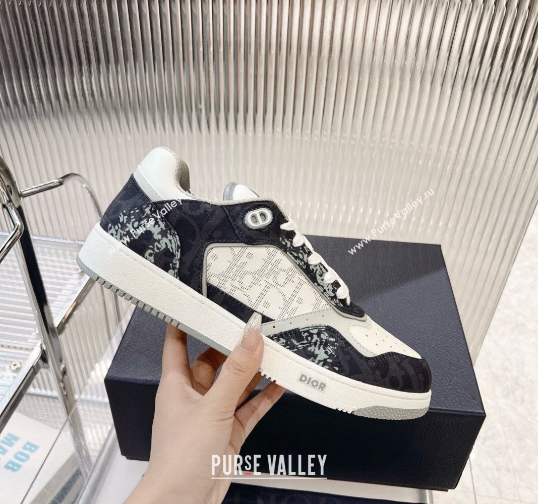 Dior B27 Low-Top Sneakers in Black Printed Canvas and Oblique Galaxy Leather 2024 0905 (MD-240905057)