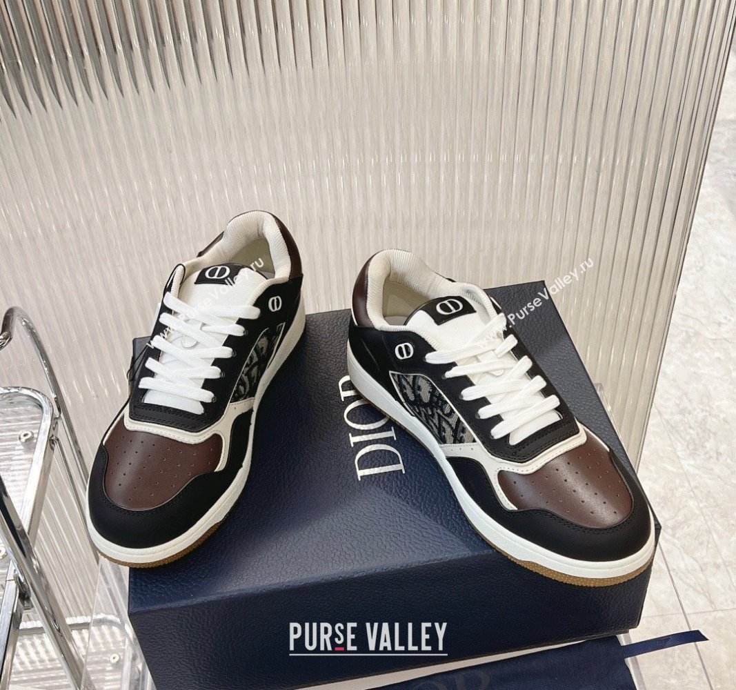 Dior B27 Low-Top Sneakers in Smooth Calfskin with Oblique Jacquard Black/brown 2024 0905 (MD-240905059)