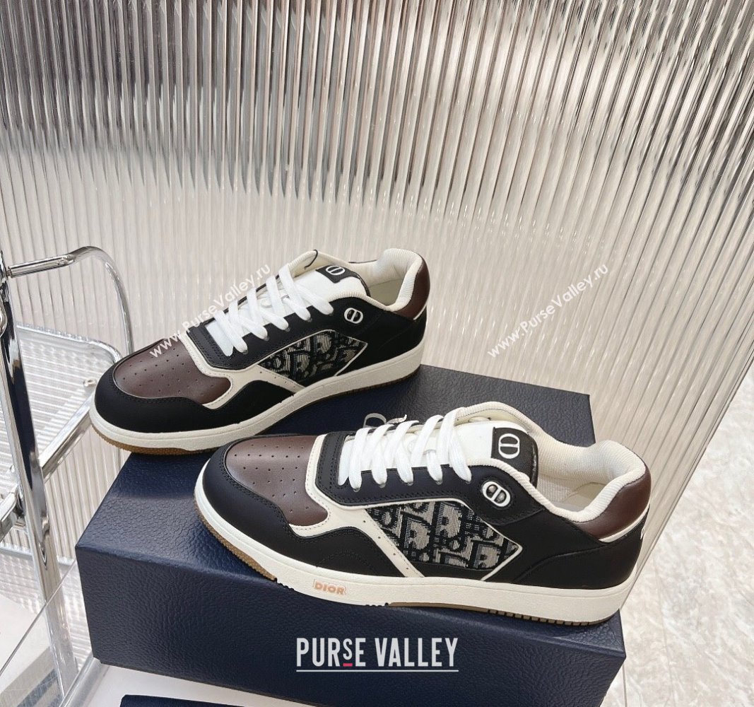 Dior B27 Low-Top Sneakers in Smooth Calfskin with Oblique Jacquard Black/brown 2024 0905 (MD-240905059)
