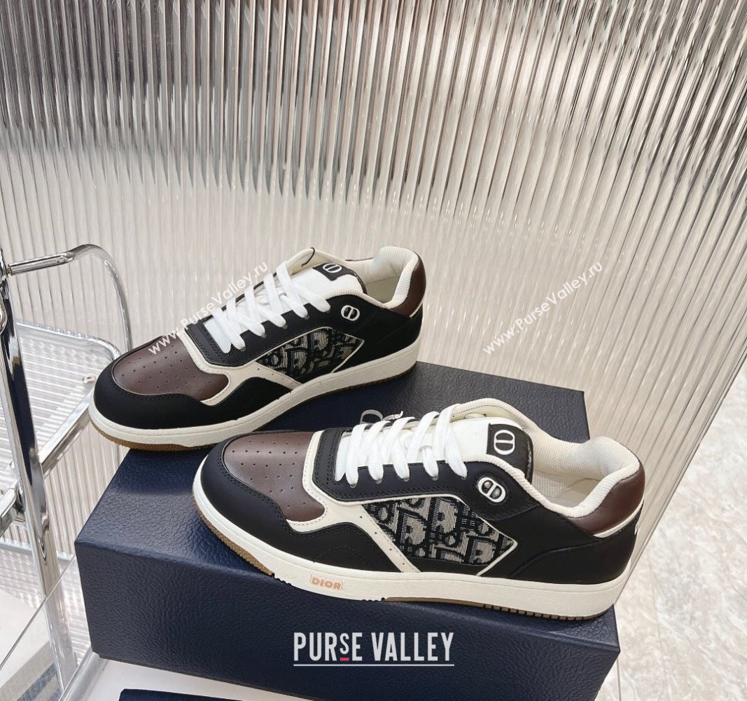 Dior B27 Low-Top Sneakers in Smooth Calfskin with Oblique Jacquard Black/brown 2024 0905 (MD-240905059)