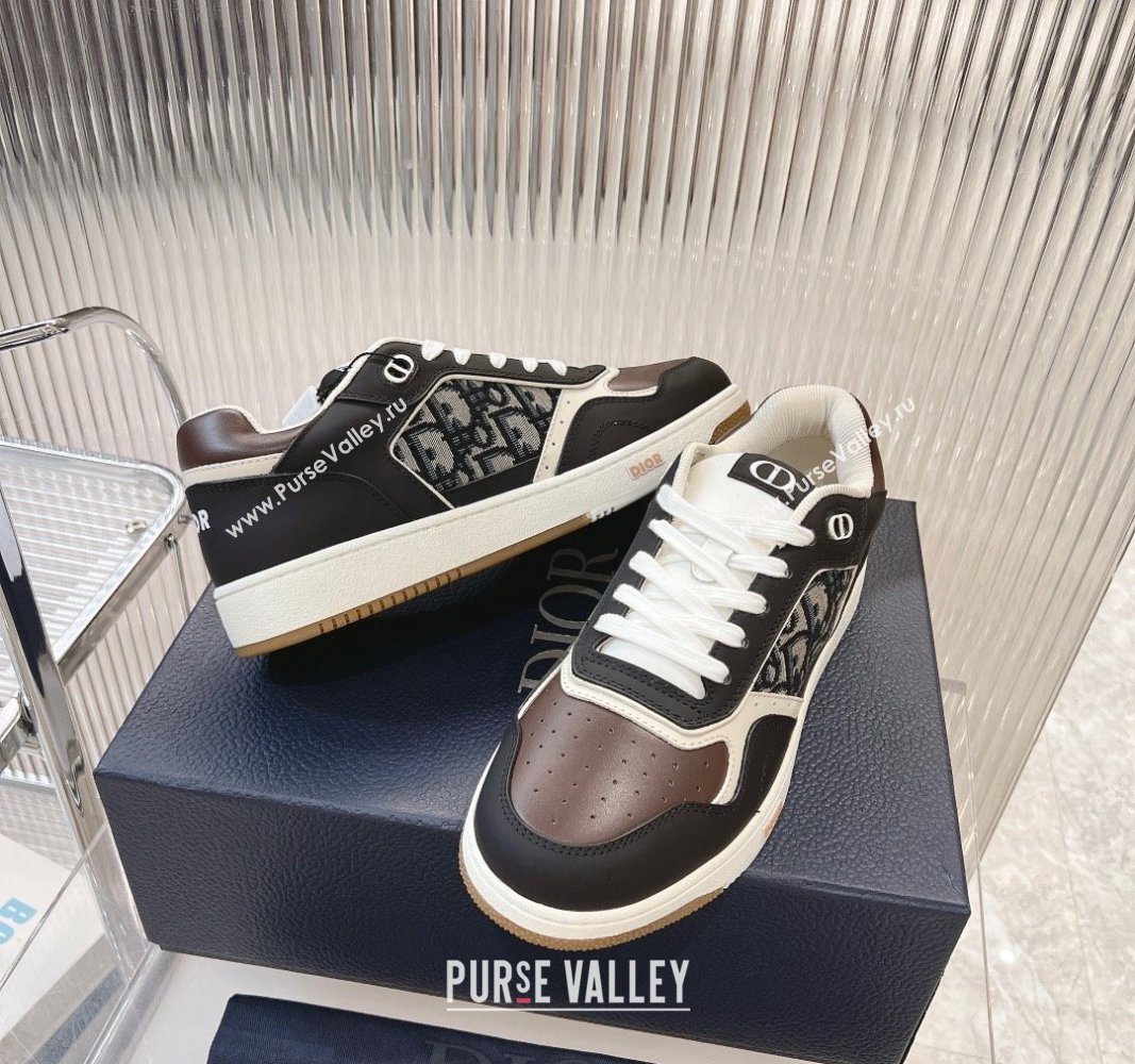 Dior B27 Low-Top Sneakers in Smooth Calfskin with Oblique Jacquard Black/brown 2024 0905 (MD-240905059)