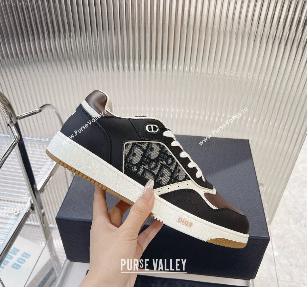 Dior B27 Low-Top Sneakers in Smooth Calfskin with Oblique Jacquard Black/brown 2024 0905 (MD-240905059)