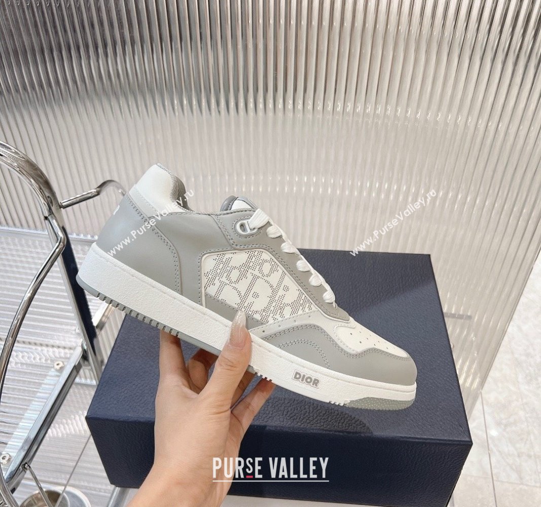 Dior B27 Low-Top Sneakers in Smooth Calfskin and Oblique Galaxy Leather Light Grey 2024 0905 (MD-240905060)