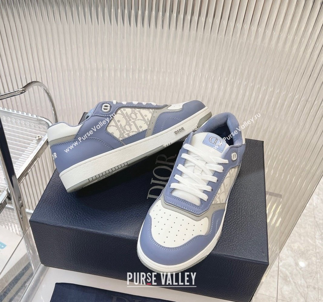 Dior B27 Low-Top Sneakers in Smooth Calfskin and Oblique Galaxy Leather Light Blue 2024 0905 (MD-240905061)