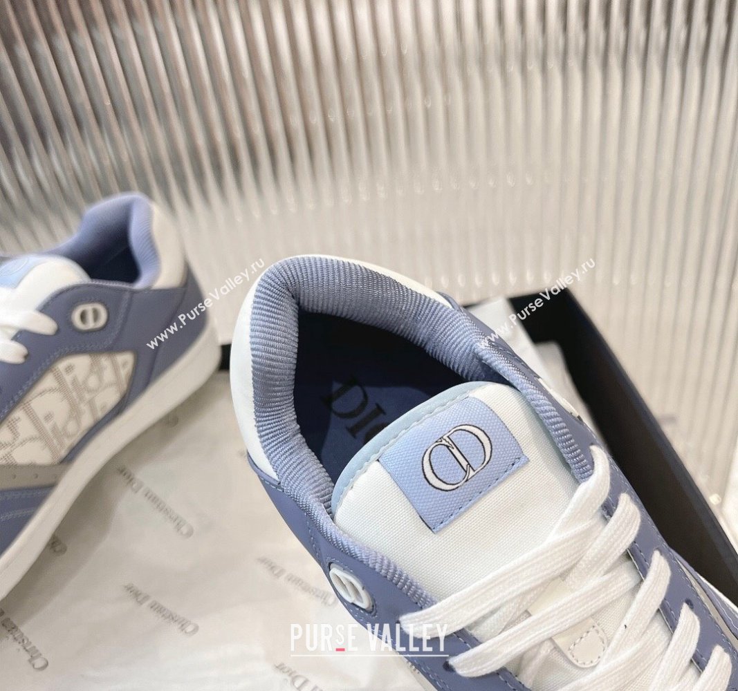 Dior B27 Low-Top Sneakers in Smooth Calfskin and Oblique Galaxy Leather Light Blue 2024 0905 (MD-240905061)