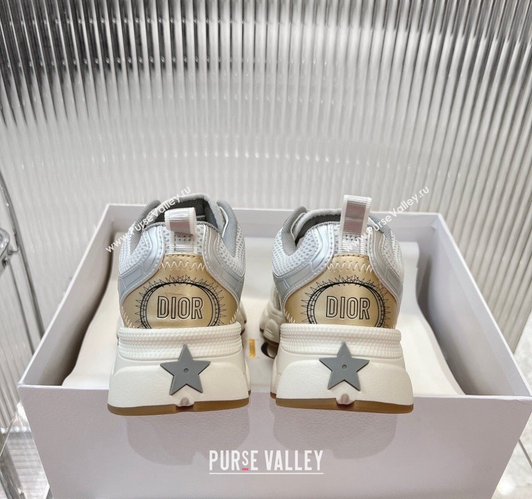 Dior Chrono Sneakers 4cm in Mesh with Laminated Leather-Effect Panels Rose Gold/Silver 2024 (MD-240905052)