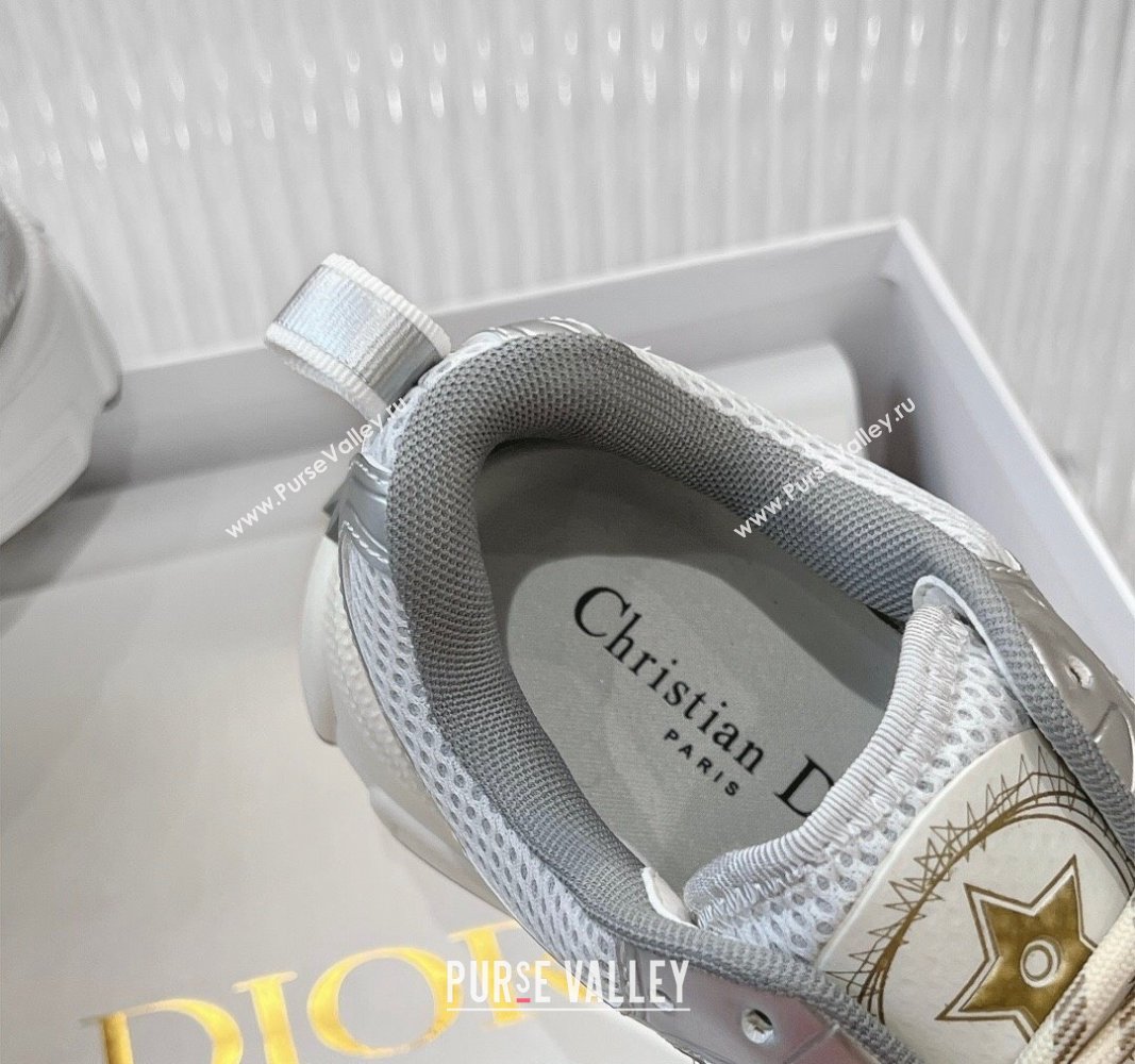 Dior Chrono Sneakers 4cm in Mesh with Laminated Leather-Effect Panels Rose Gold/Silver 2024 (MD-240905052)