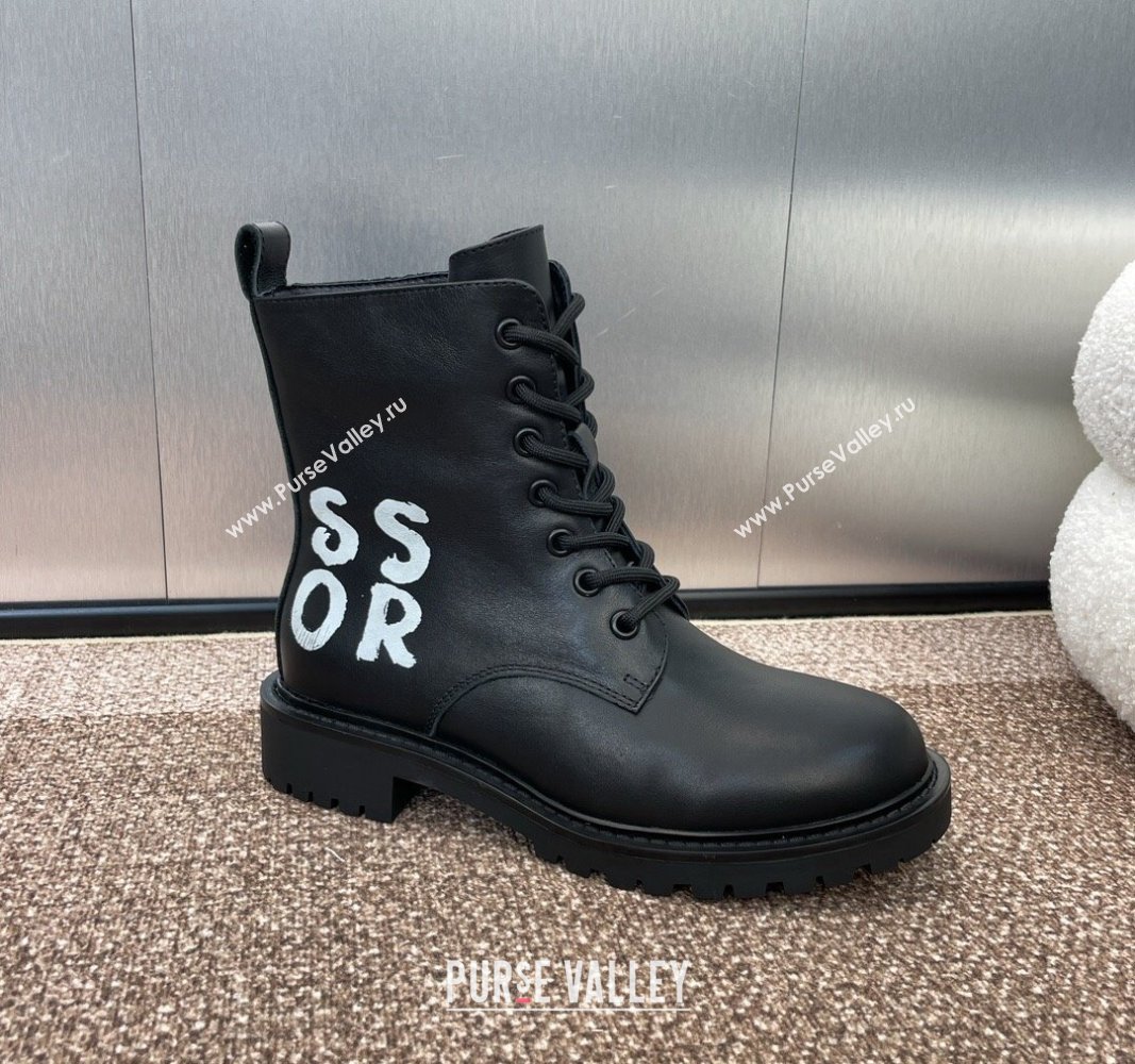 Dior Miss Dior Lace-up Ankle Boots in Calfskin Leather Black 2024 DR090501 (SS-240905001)