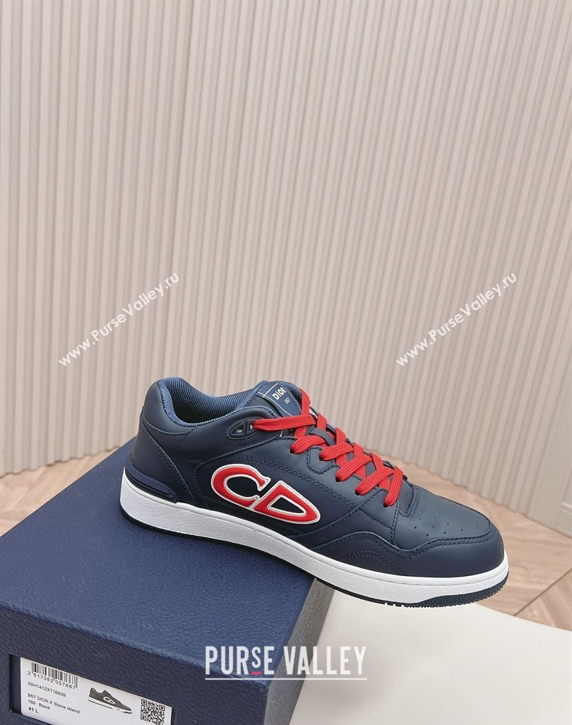 DIOR AND STONE ISLAND B57 Low-Top Sneakers in Smooth Calfskin Dark Blue 2024 0905 (KL-240905017)