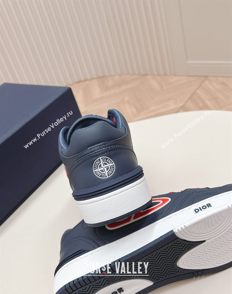 DIOR AND STONE ISLAND B57 Low-Top Sneakers in Smooth Calfskin Dark Blue 2024 0905 (KL-240905017)