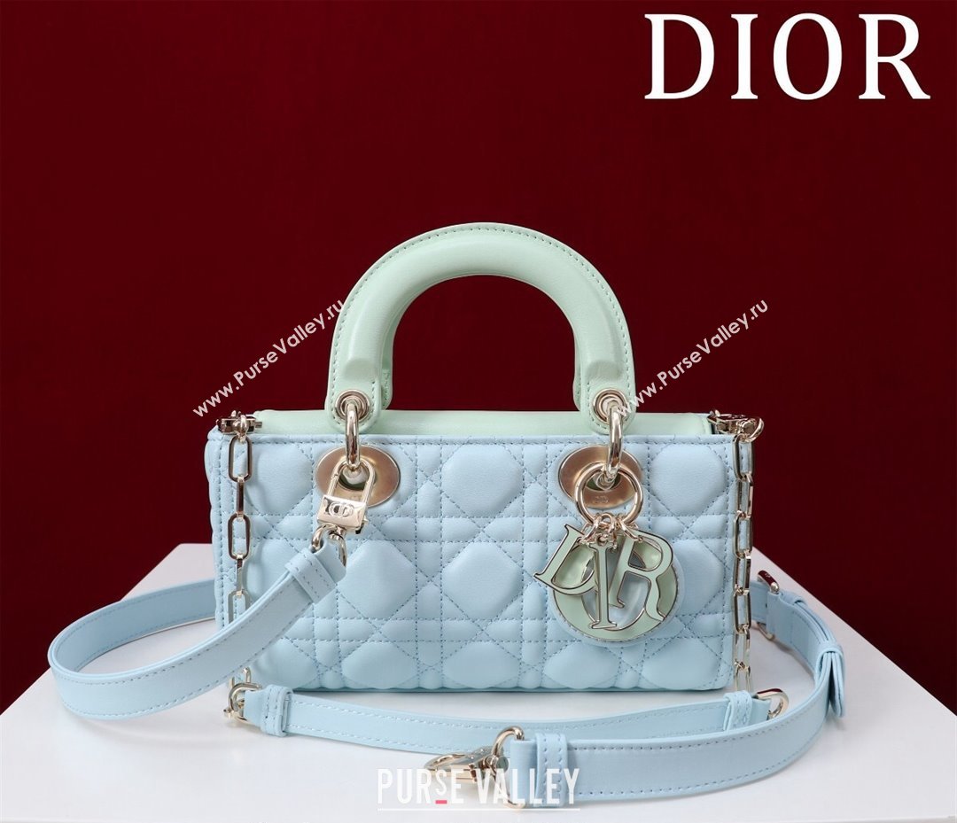 Dior Small Lady D-Joy Bag in Two-Tone Cannage Lambskin Blue/Geen 2024 M0541 (XXG-240923070)