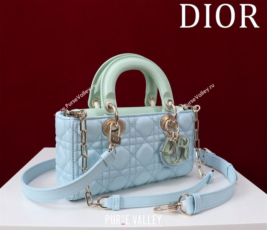 Dior Small Lady D-Joy Bag in Two-Tone Cannage Lambskin Blue/Geen 2024 M0541 (XXG-240923070)