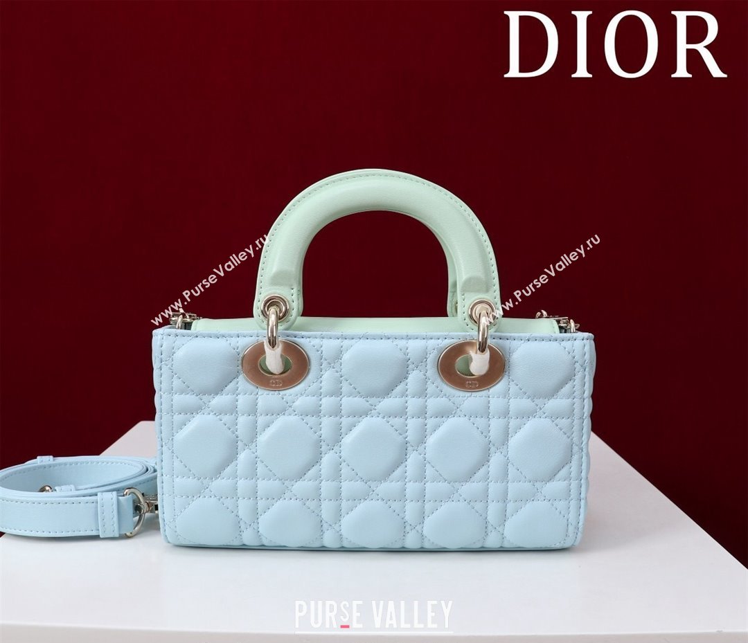 Dior Small Lady D-Joy Bag in Two-Tone Cannage Lambskin Blue/Geen 2024 M0541 (XXG-240923070)