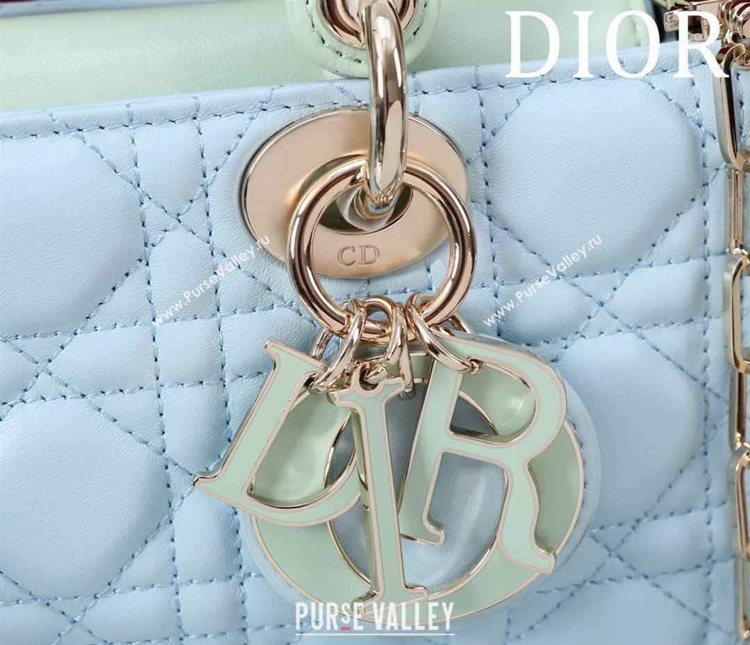 Dior Small Lady D-Joy Bag in Two-Tone Cannage Lambskin Blue/Geen 2024 M0541 (XXG-240923070)