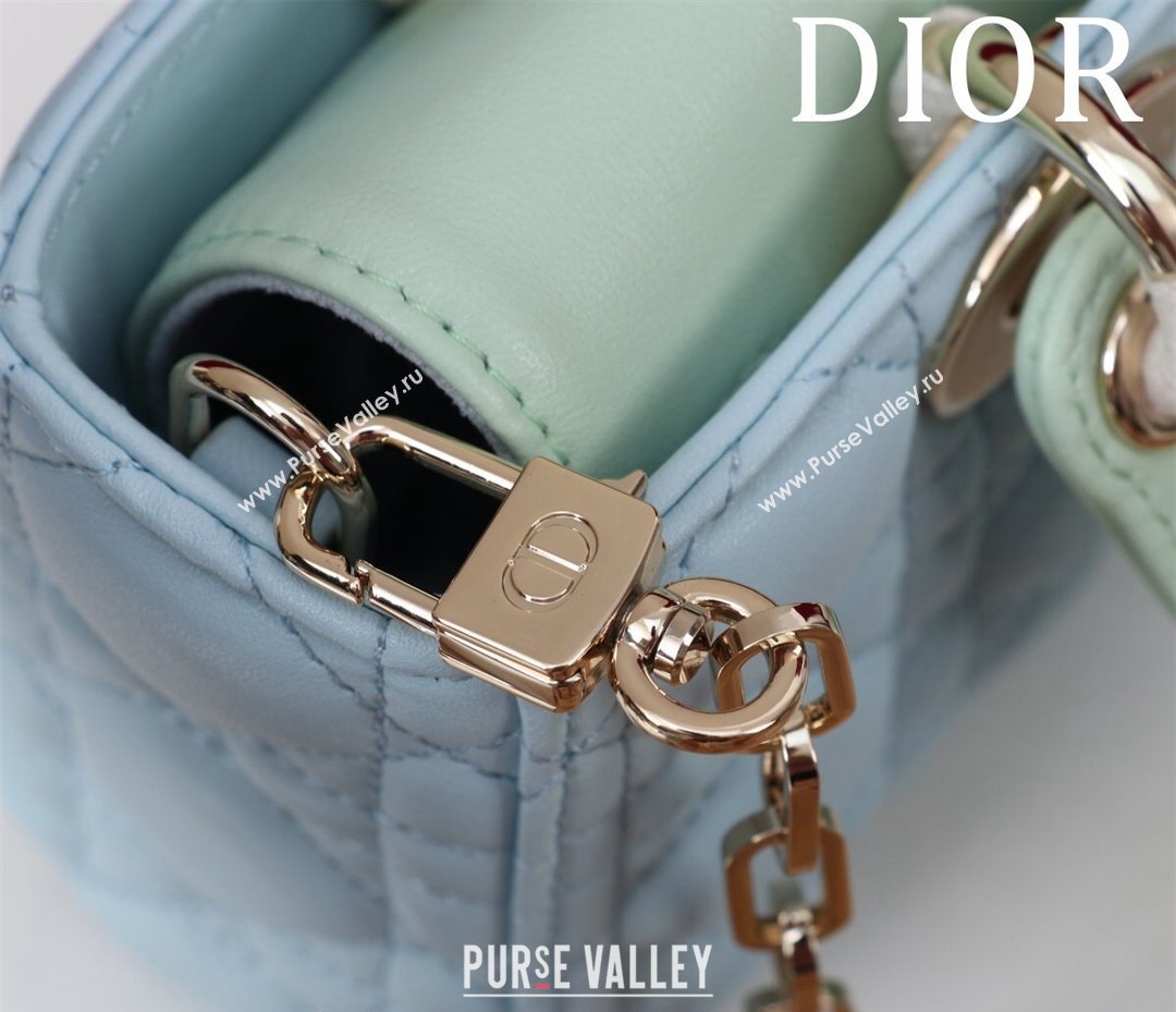 Dior Small Lady D-Joy Bag in Two-Tone Cannage Lambskin Blue/Geen 2024 M0541 (XXG-240923070)