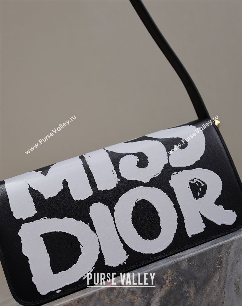 Dior Miss Dior Flap Bag in Miss Dior Graffiti Printed Calfskin Black/White2 2024 DR2610 (XXG-240923092)