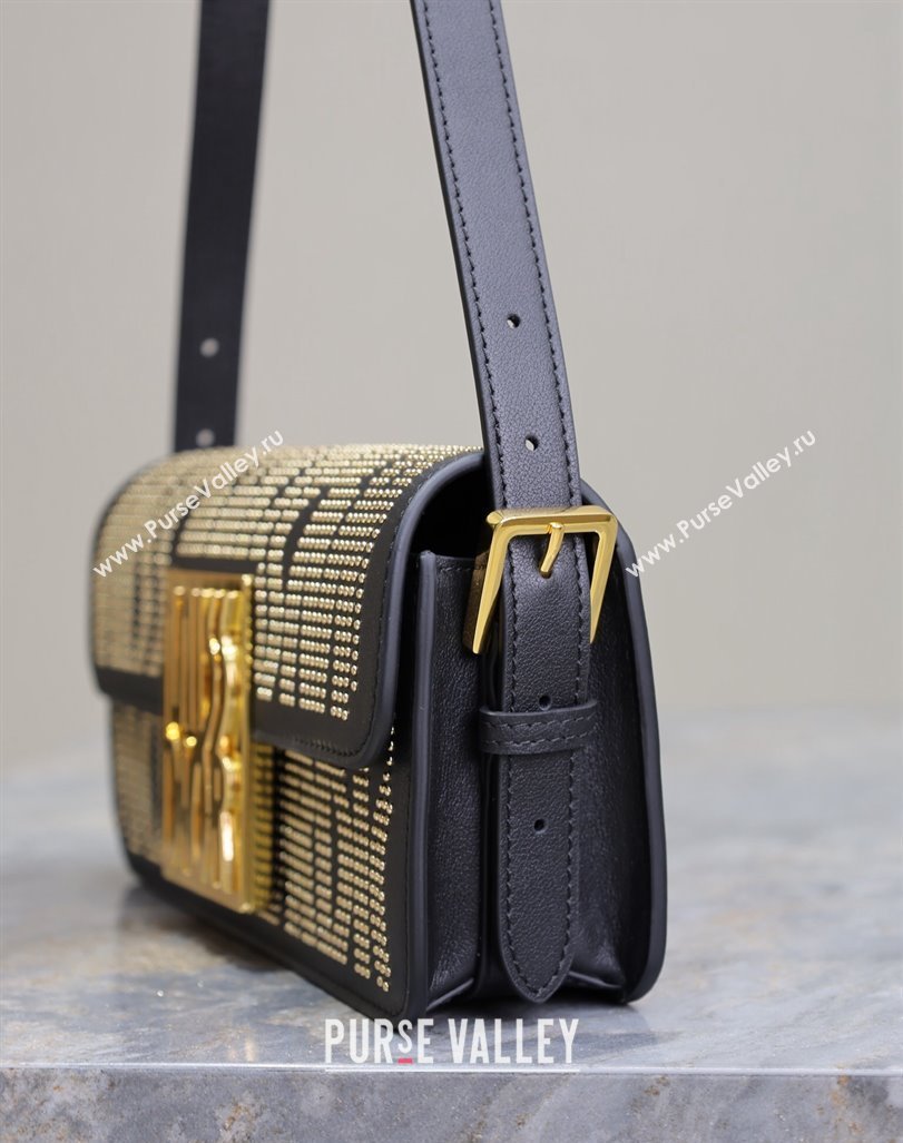 Dior Miss Dior Flap Bag in Black Miss Dior Allover Calfskin with Gold-Finish Studs 2024 DR2610 (XXG-240923093)