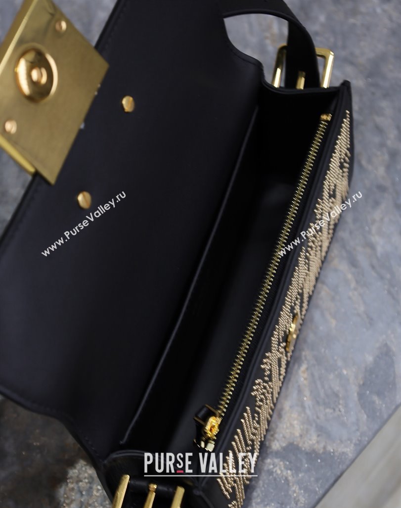 Dior Miss Dior Flap Bag in Black Miss Dior Allover Calfskin with Gold-Finish Studs 2024 DR2610 (XXG-240923093)