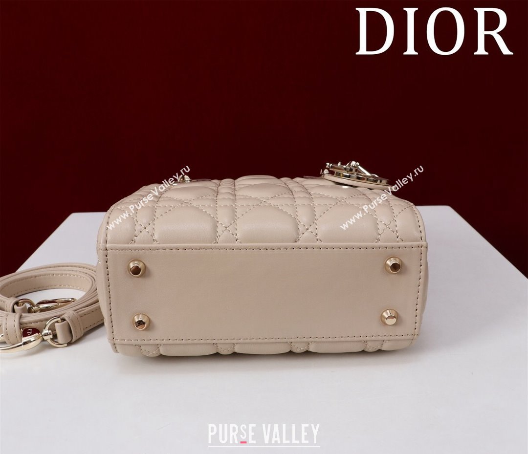 Dior Mini Lady Dior Bag in Two-Tone Cannage Lambskin Beige/White 2024 M0505 (XXG-240923071)