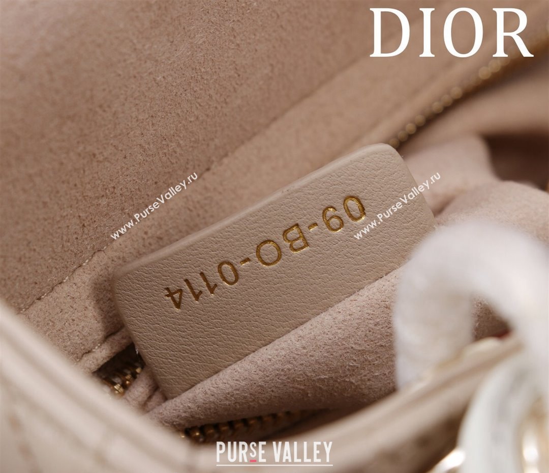 Dior Mini Lady Dior Bag in Two-Tone Cannage Lambskin Beige/White 2024 M0505 (XXG-240923071)