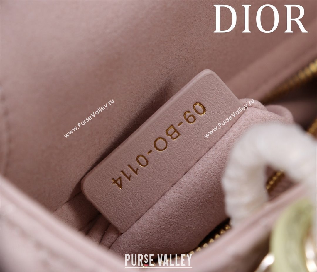 Dior Mini Lady Dior Bag in Two-Tone Cannage Lambskin Pink/Green 2024 M0505 (XXG-240923072)