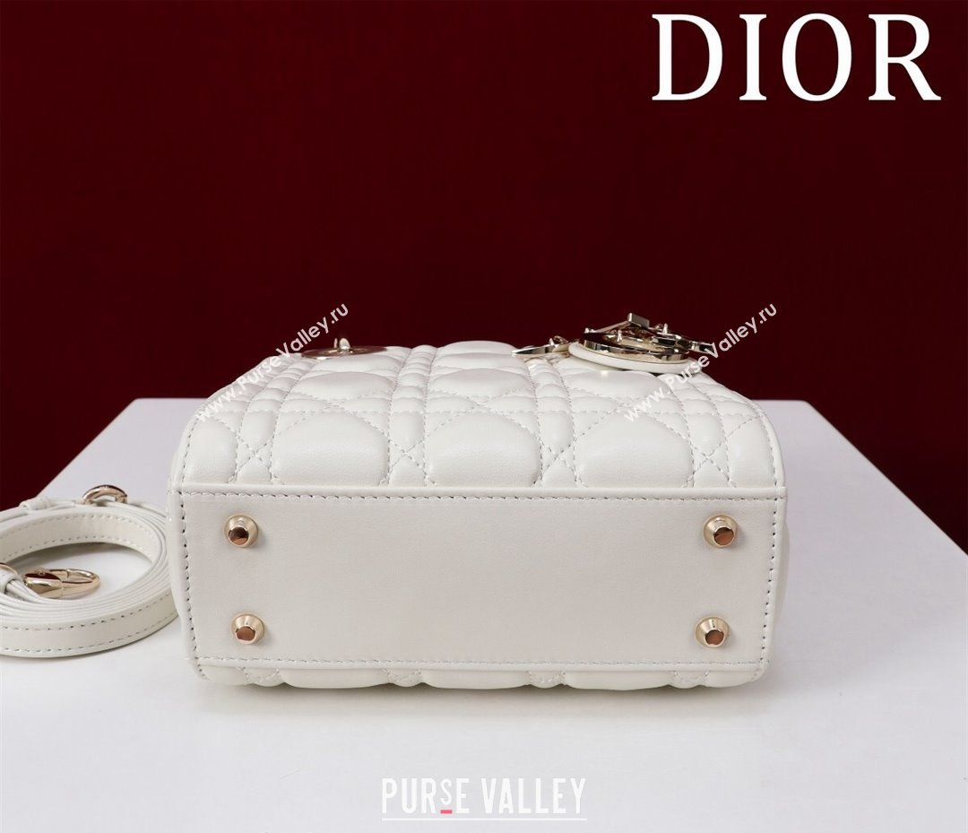 Dior Mini Lady Dior Bag in Two-Tone Cannage Lambskin White/Black 2024 M0505 (XXG-240923073)