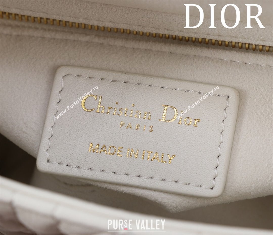 Dior Mini Lady Dior Bag in Two-Tone Cannage Lambskin White/Black 2024 M0505 (XXG-240923073)