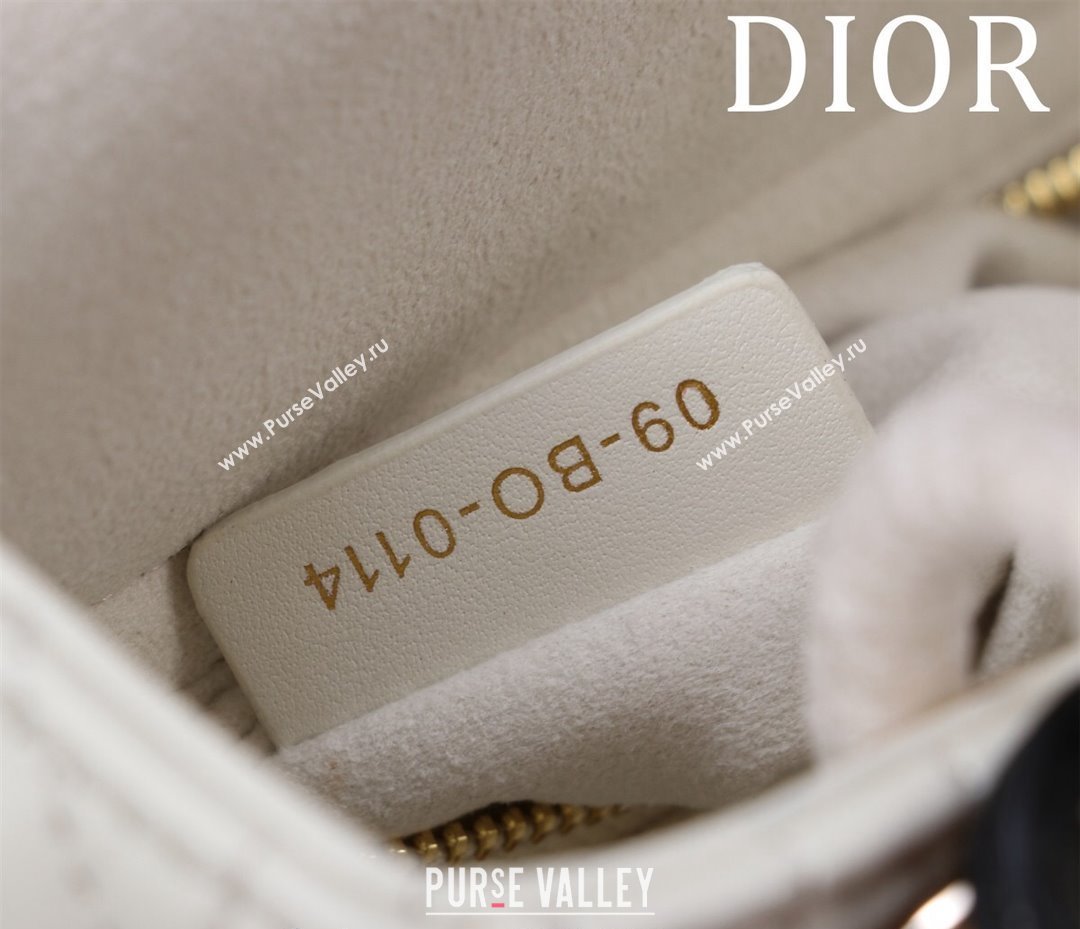 Dior Mini Lady Dior Bag in Two-Tone Cannage Lambskin White/Black 2024 M0505 (XXG-240923073)