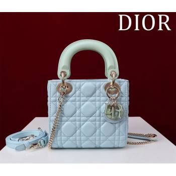 Dior Mini Lady Dior Bag in Two-Tone Cannage Lambskin Blue/Green 2024 M0505 (XXG-240923074)