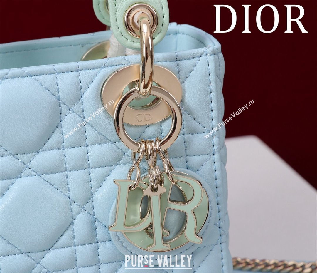 Dior Mini Lady Dior Bag in Two-Tone Cannage Lambskin Blue/Green 2024 M0505 (XXG-240923074)