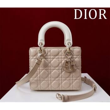 Dior Small Lady Bag in Two-Tone Cannage Lambskin Beige/White 2024 M0538 (XXG-240923075)