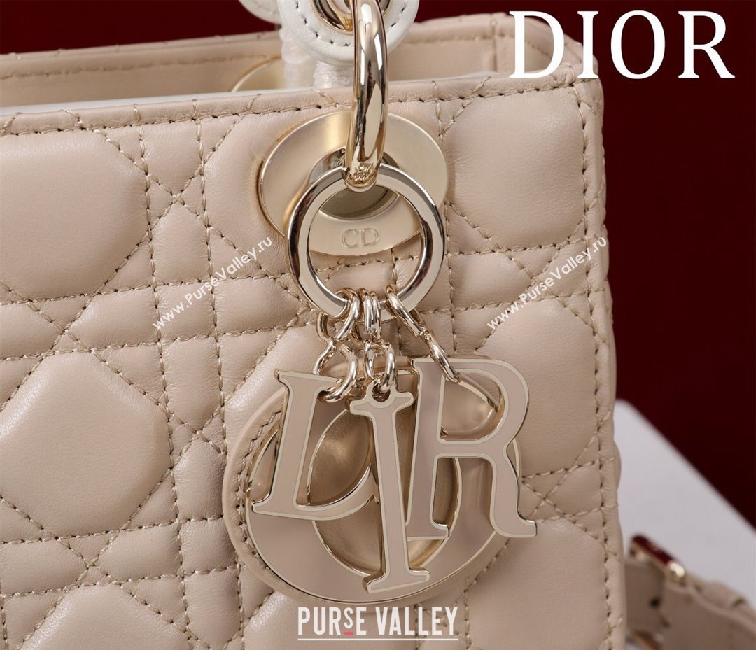 Dior Small Lady Bag in Two-Tone Cannage Lambskin Beige/White 2024 M0538 (XXG-240923075)