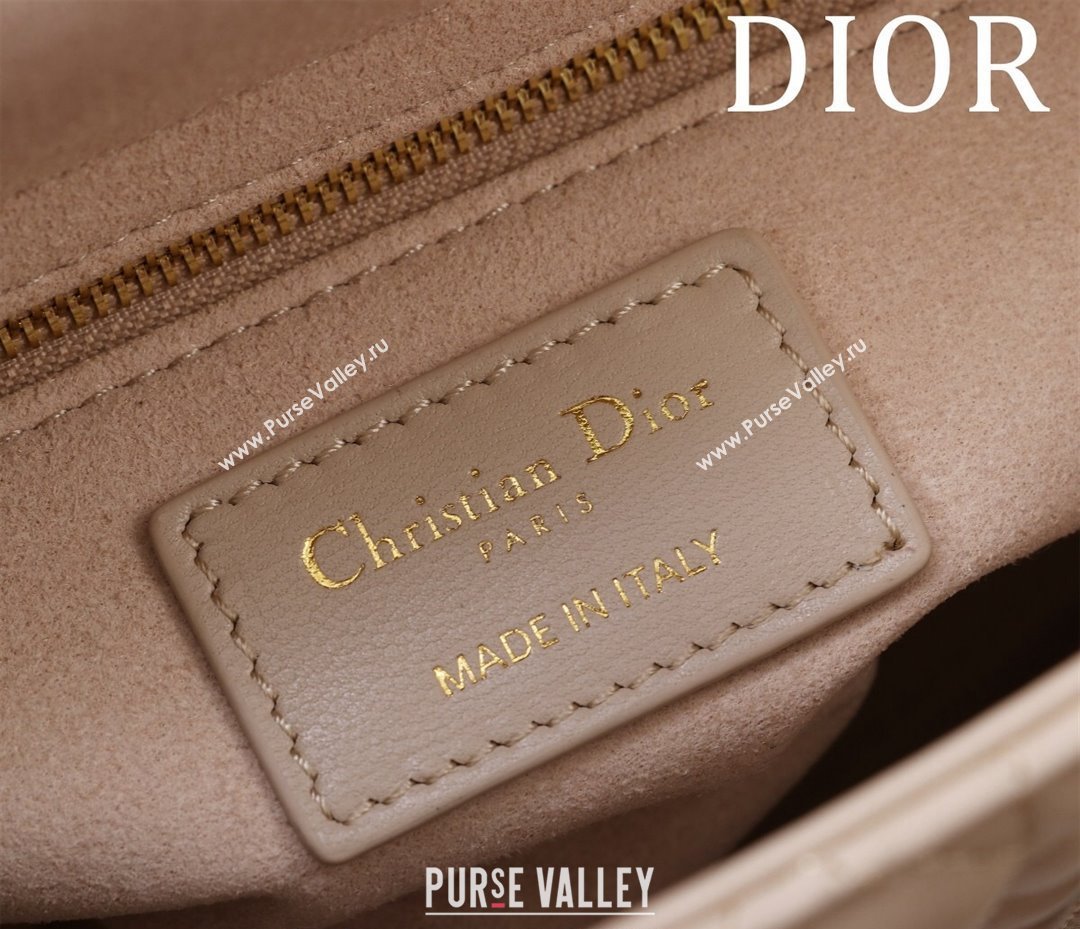 Dior Small Lady Bag in Two-Tone Cannage Lambskin Beige/White 2024 M0538 (XXG-240923075)