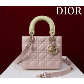 Dior Small Lady Bag in Two-Tone Cannage Lambskin Pink/Green 2024 M0538 (XXG-240923076)