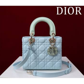 Dior Small Lady Bag in Two-Tone Cannage Lambskin Blue/Green 2024 M0538 (XXG-240923078)