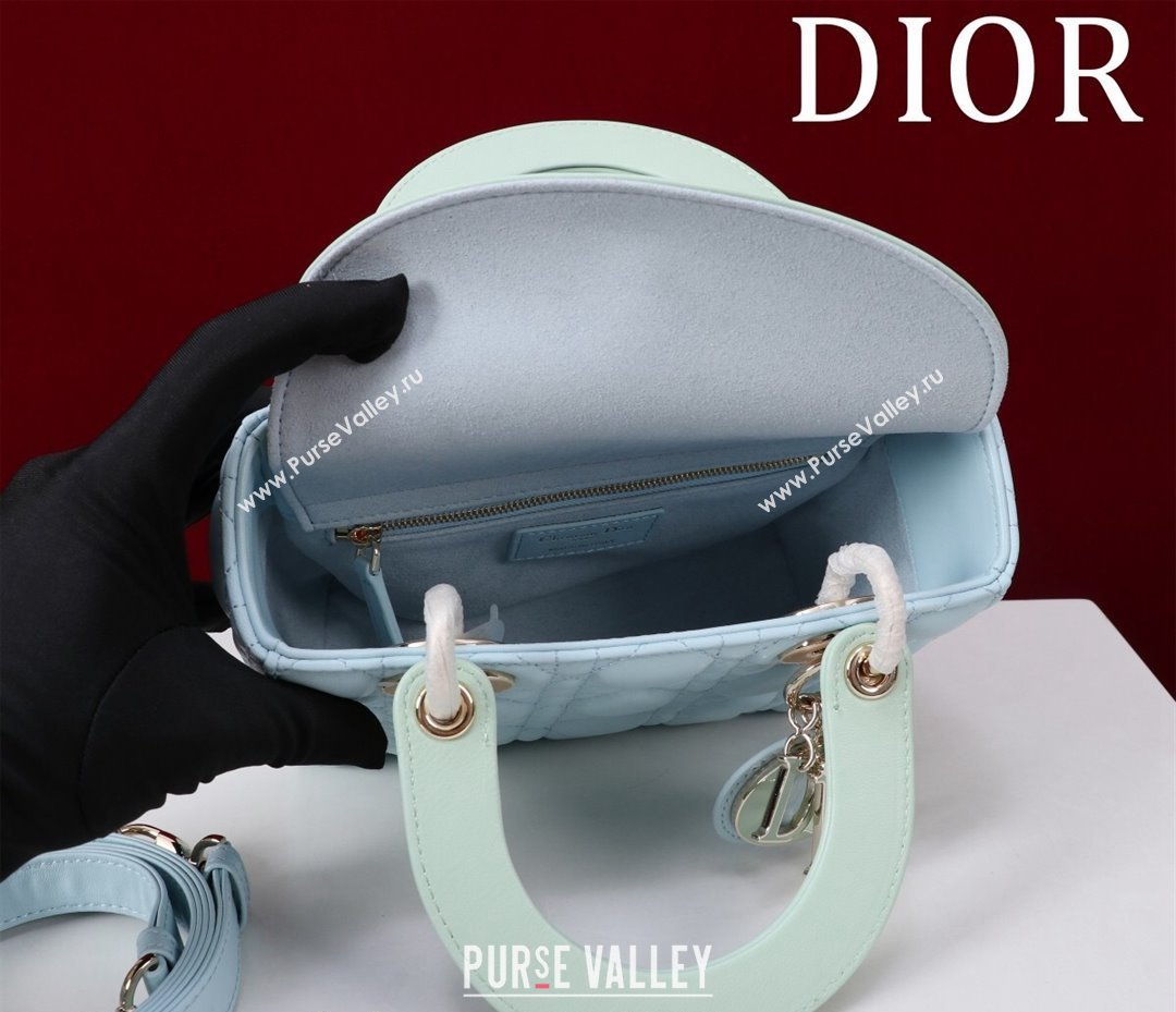 Dior Small Lady Bag in Two-Tone Cannage Lambskin Blue/Green 2024 M0538 (XXG-240923078)