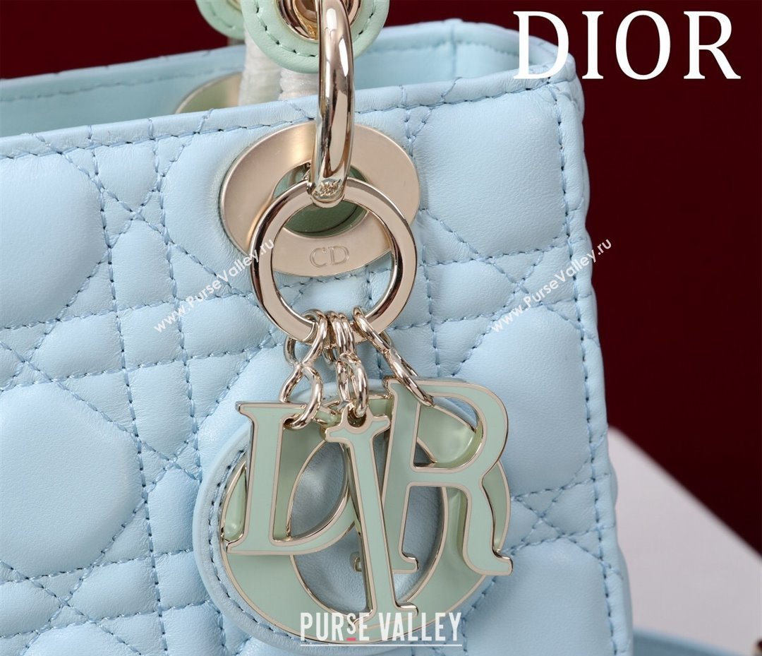 Dior Small Lady Bag in Two-Tone Cannage Lambskin Blue/Green 2024 M0538 (XXG-240923078)