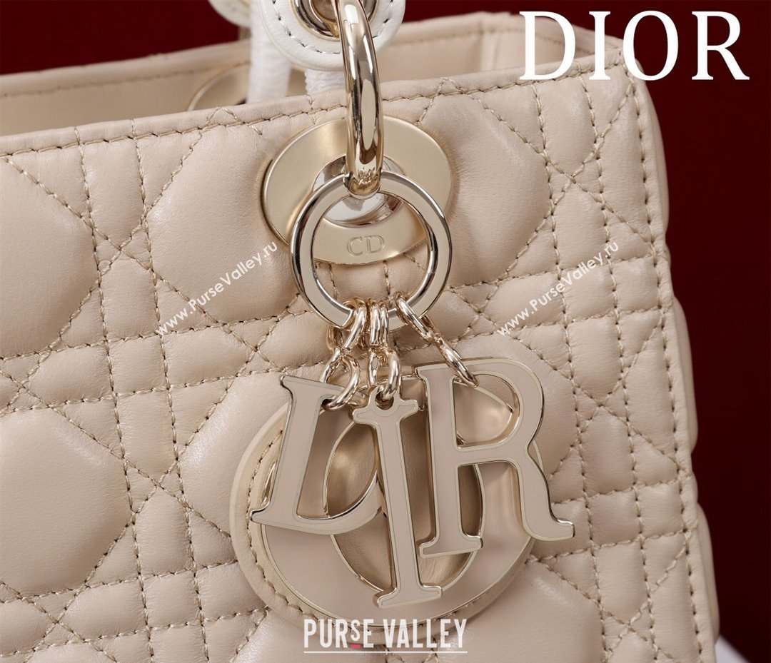 Dior Medium Lady Bag in Two-Tone Cannage Lambskin Beige/White 2024 M0565 (XXG-240923080)