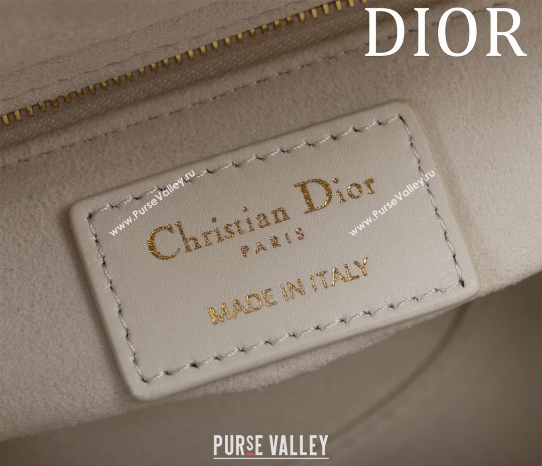 Dior Medium Lady Bag in Two-Tone Cannage Lambskin White/Black 2024 M0565 (XXG-240923081)